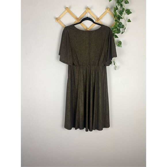 TORRID Gold Shimmer V Neck Skater Dress F171 - Picture 8 of 8